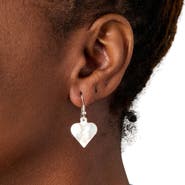 Ten Thousand Villages Mother of Pearl Heart Drop Earrings