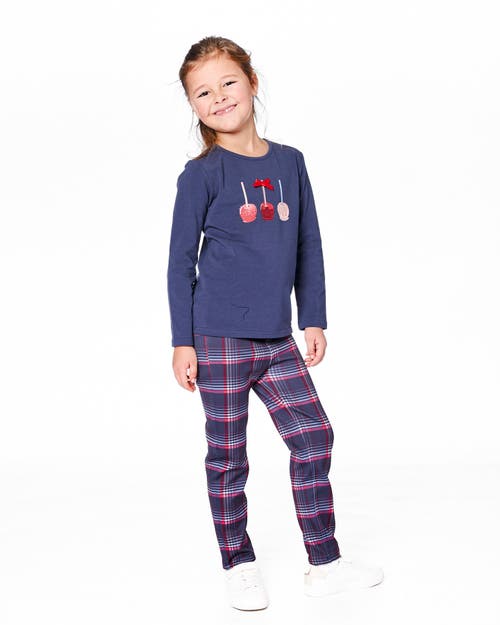 Deux Par Deux Organic Cotton T-shirt With Apple Treats In Blue