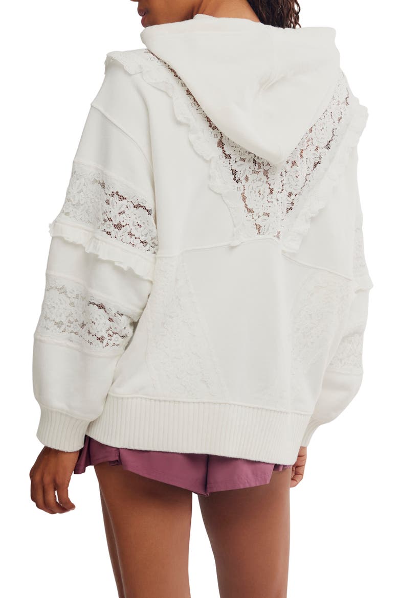 FP Movement Studio Tunic Hooded Lace Trim Sweatshirt, Alternate, color, IVORY