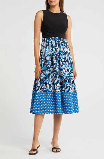 Vince Camuto Sleeveless Mixed Media Fit & Flare Dress