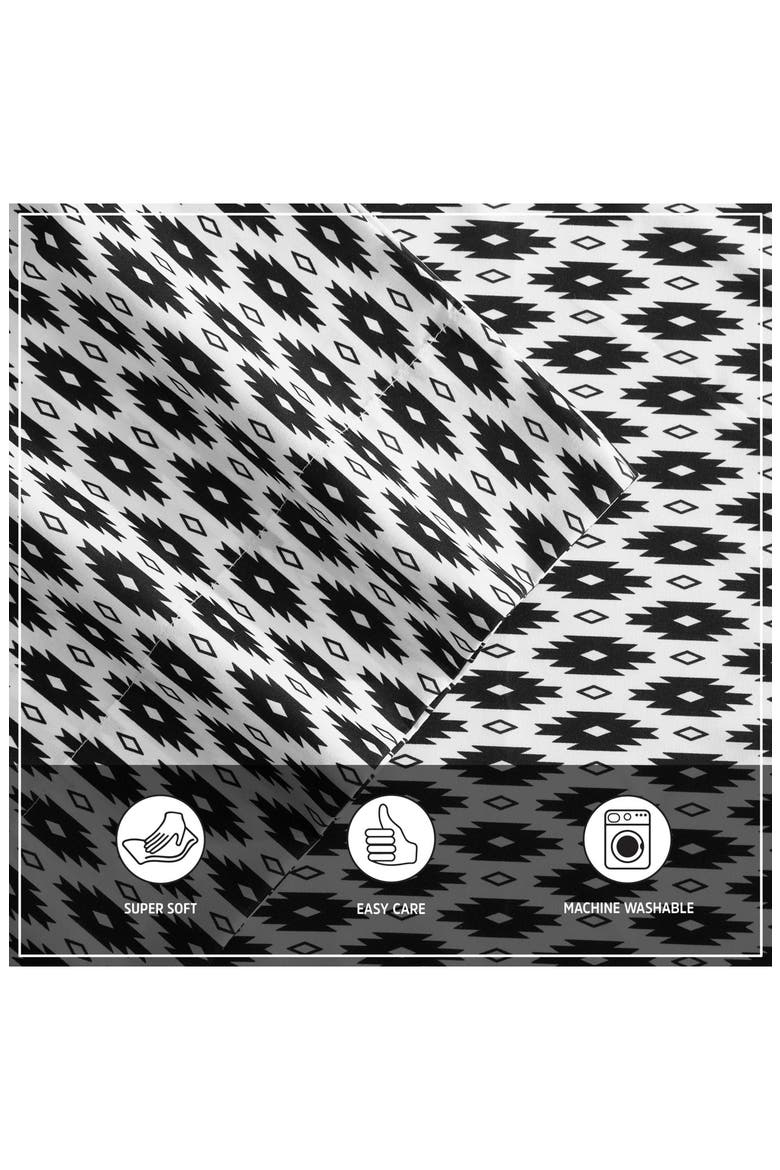 Blaze Geometric Microfiber Sheet Set, Alternate, color, BLACK