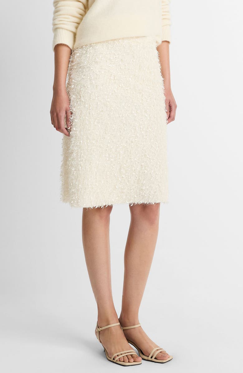 Vince Feathery Fringe Skirt, Alternate, color, Light Cream