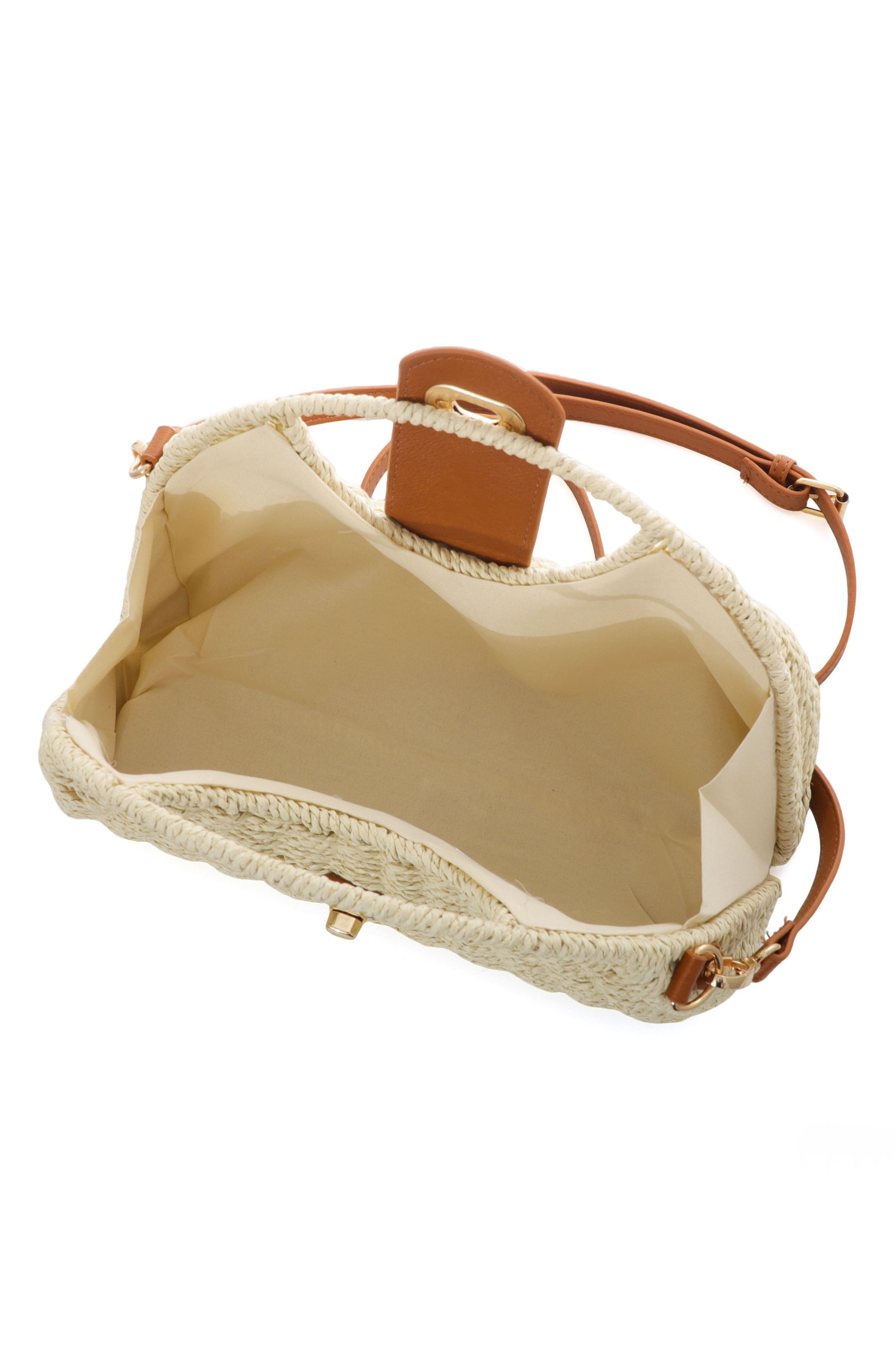 Adornia White Straw Picnic Basket Clutch, Alternate, color, White