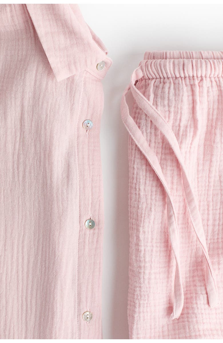 H&M Pyjama Shirt And Shorts, Alternate, color, Light Pink
