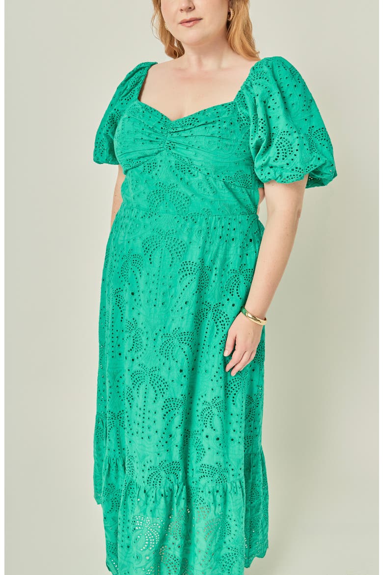 Embroidered Eyelet Resort Maxi Dress, Alternate, color, GREEN