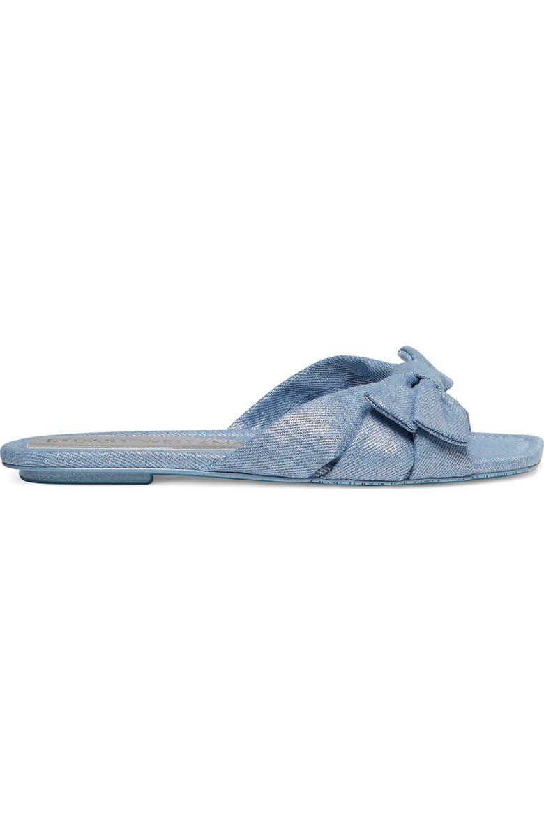 Stuart Weitzman Sofia Bow Slide Sandal, Alternate, color, Silver