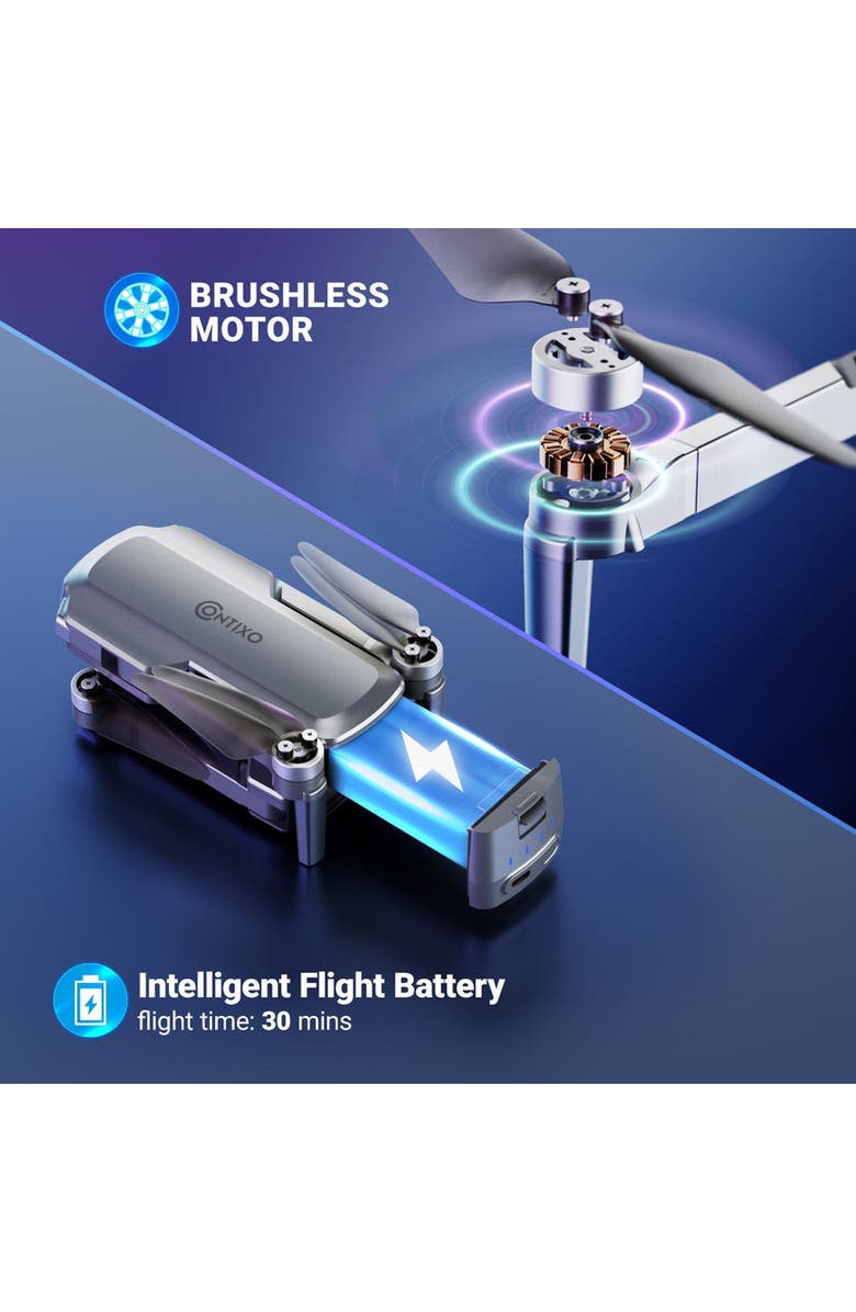 CONTIXO 4K Foldable Camera Drone, Alternate, color, Grey