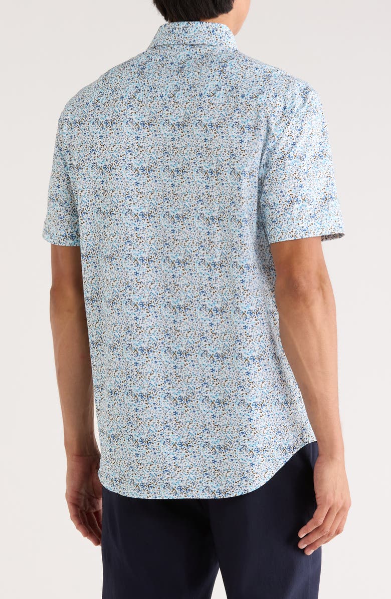 Bugatchi Miles OoohCotton<sup>®</sup> Short Sleeve Button-Up Shirt, Alternate, color, Seafoam