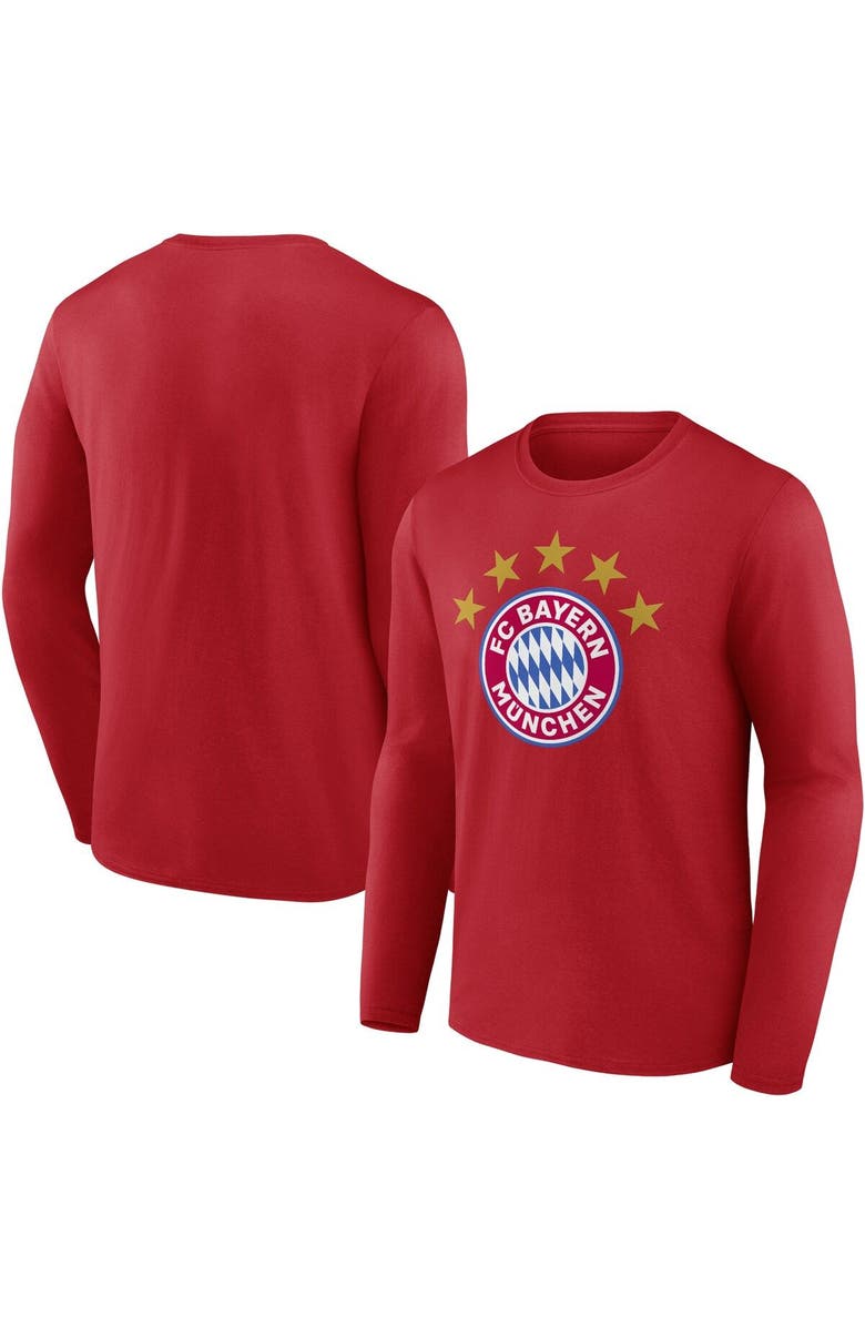 FANATICS Men's Fanatics Branded Red Bayern Munich 5-Star Crest Long Sleeve T-Shirt, Alternate, color, 
