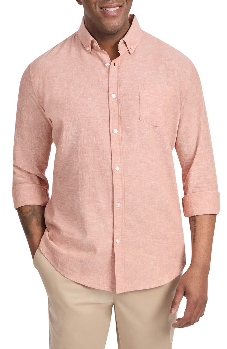 Johnny Bigg Regular Fit Serge Linen & Cotton Button-Down Shirt, Main, color, 