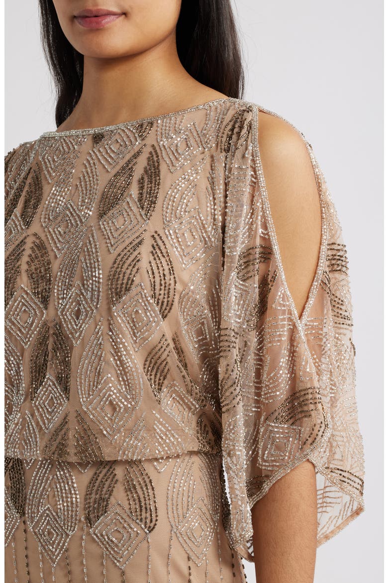 Pisarro Nights Beaded Cold Shoulder Cocktail Dress (Women)