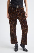 R13 X-Boyfriend Leopard Print Cotton Velveteen Pants