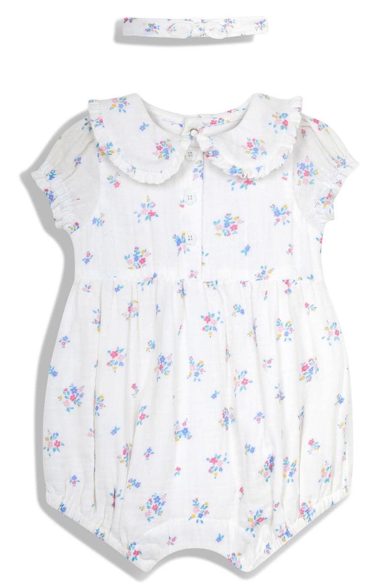 JOJO MAMAN BEBE Floral Romper & Headband Set, Main, color,