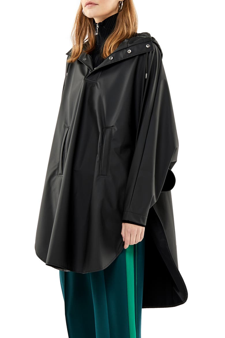 Waterproof Hooded Rain Poncho, Main, color, BLACK