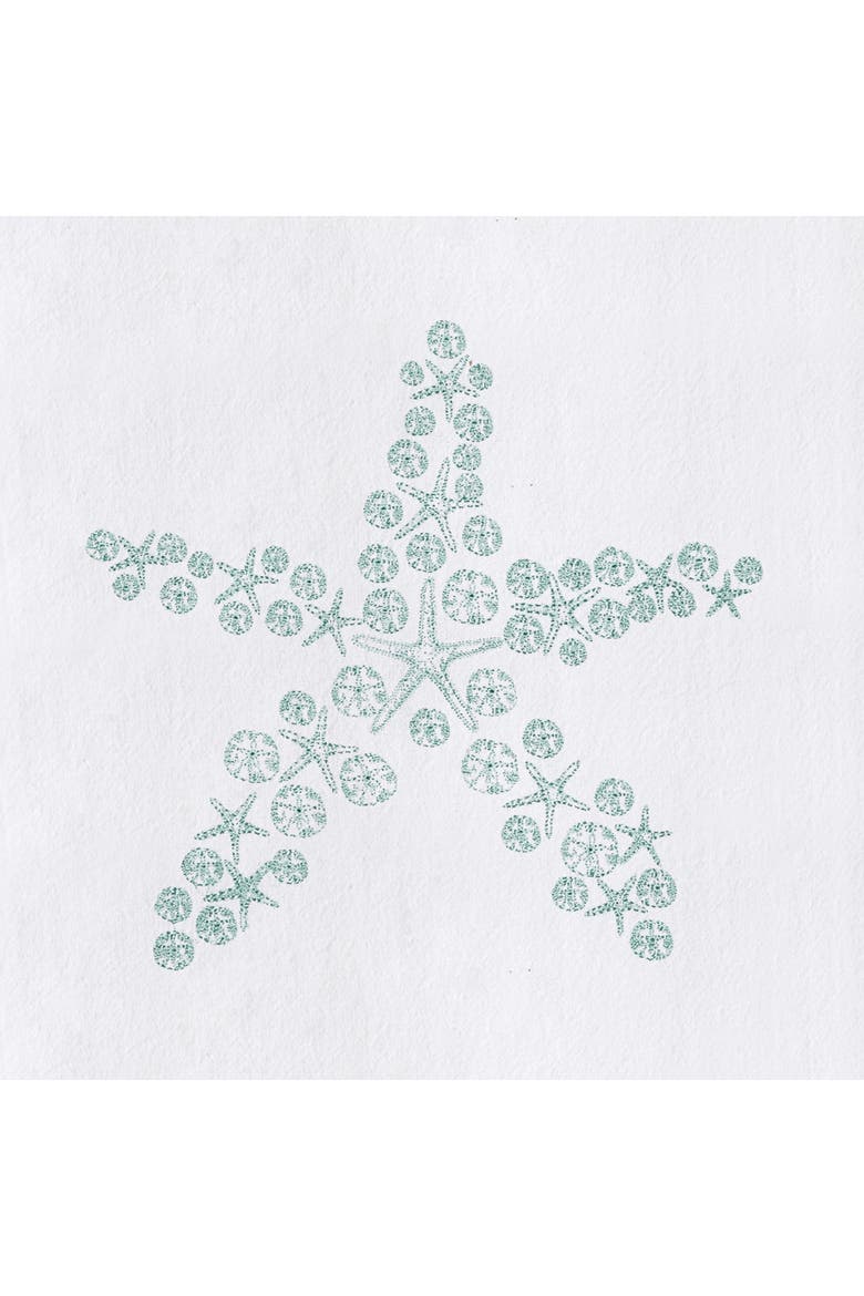 Starfish and Sand Dollar Coastal Christmas Towel, Alternate, color, Blue