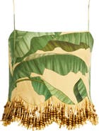 FARM Rio Botanical Fruit Print Beaded Fringe Top