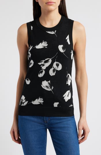 Hugo Boss Merino Wool Knitted Top With Tulip Jacquard