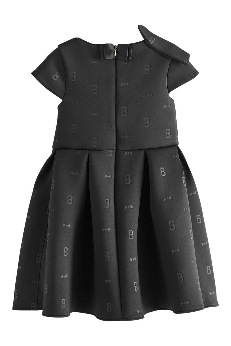 Kids' Bow Embossed Scuba Knit Dress, Alternate, color, BLACK