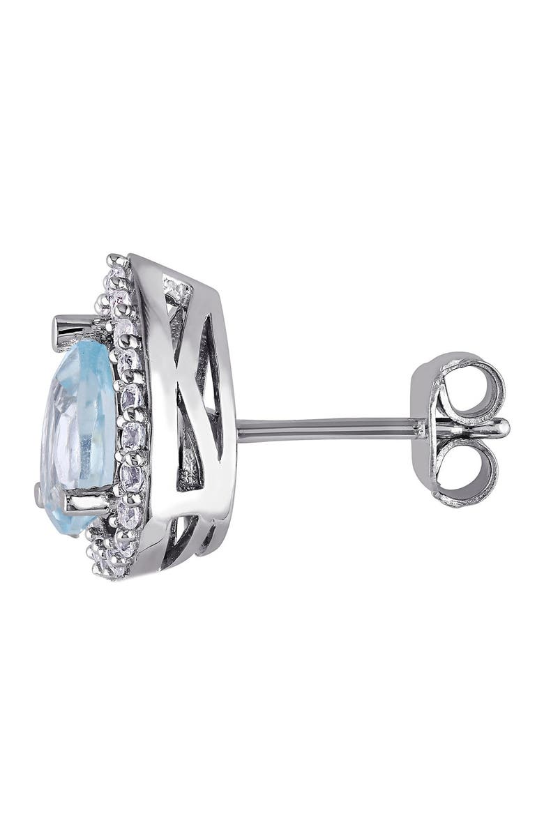 DELMAR Sterling Silver Sky Blue Topaz & Created White Sapphire Earrings, Alternate, color,