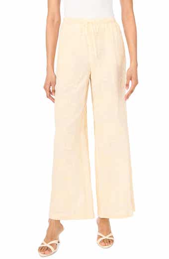 Embroidered Tie Waist Wide Leg Pants