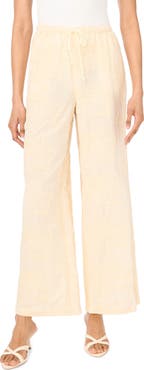Vince Camuto Embroidered Tie Waist Wide Leg Pants
