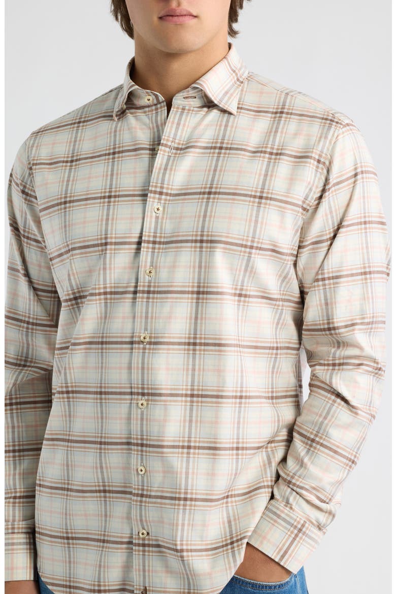 Palisades Plaid Stretch Cotton Shirt, Alternate, color, CORK