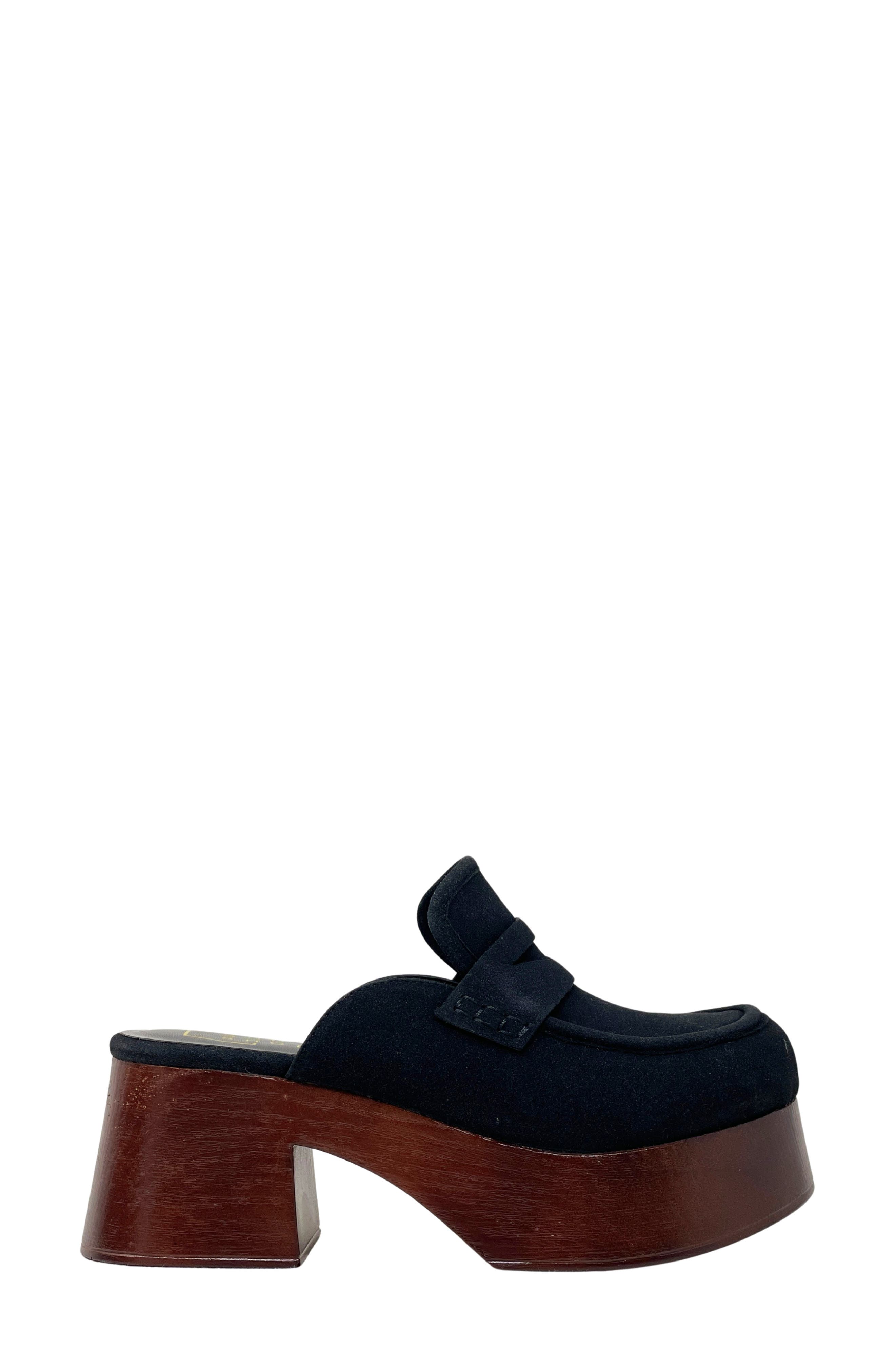 SHUSHOP Luella Platform Penny Loafer Mule, Alternate, color, Black