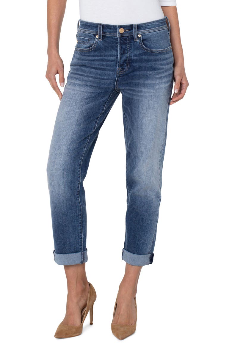 The Real Boyfriend Roll Cuff Straight Leg Jeans, Main, color, HARTWELL