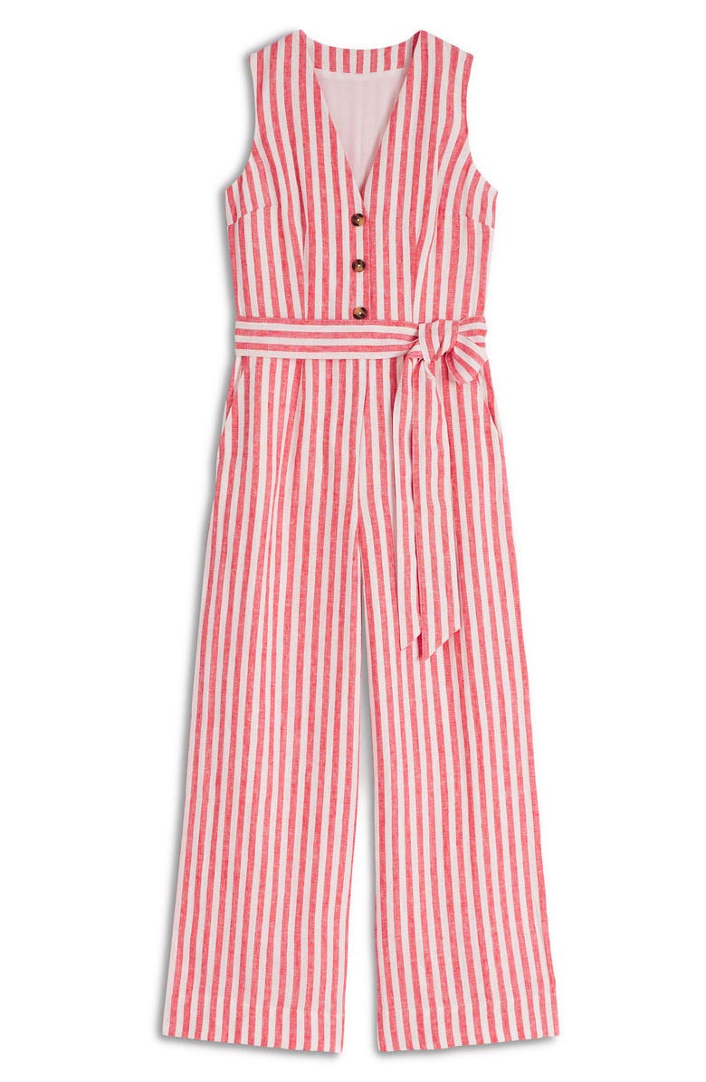 Boden Laura Stripe Linen Jumpsuit, Alternate, color, Red Stripe