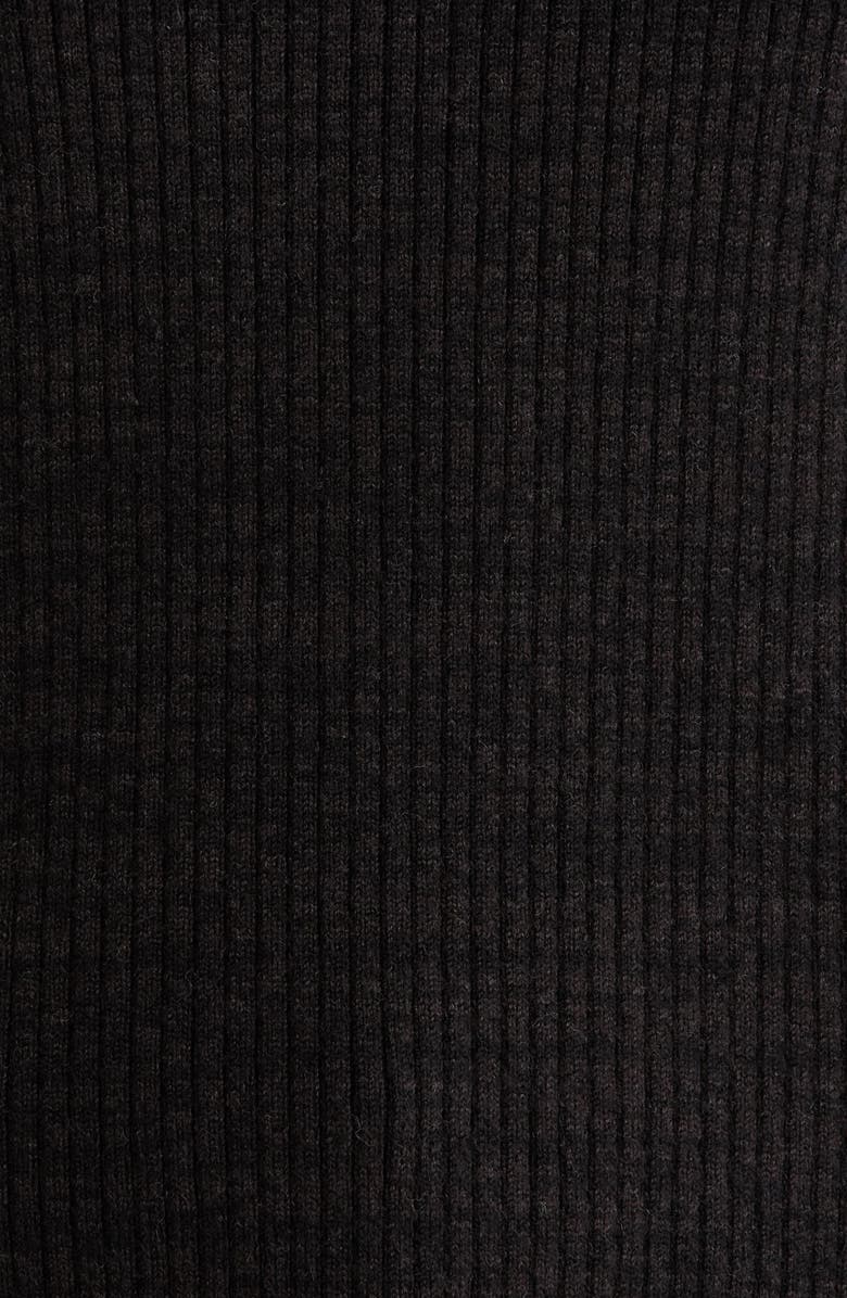 rag & bone Caterina Faux Leather Piped Rib Wool Blend Sweater Polo, Alternate, color, Dark Brown