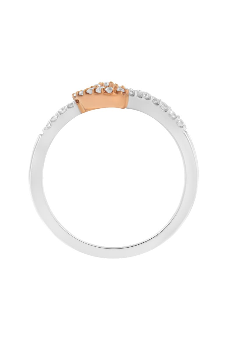 10K Two Toned Gold 1/5 Cttw Diamond Open Heart Cocktail Ring, Alternate, color, White Gold