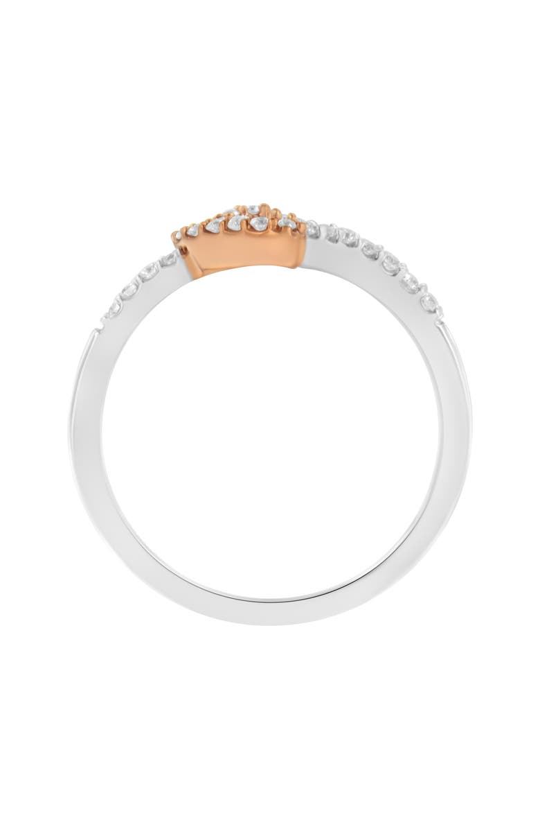 Haus of Brilliance 10K Rose Gold over Silver 1/5 Cttw Diamond Two Tone Open Promise Ring, Alternate, color, White Gold Over Silver