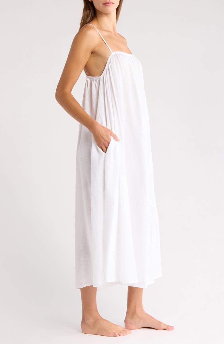 Nordstrom Vacation Linen Blend Nightgown, Alternate, color, White