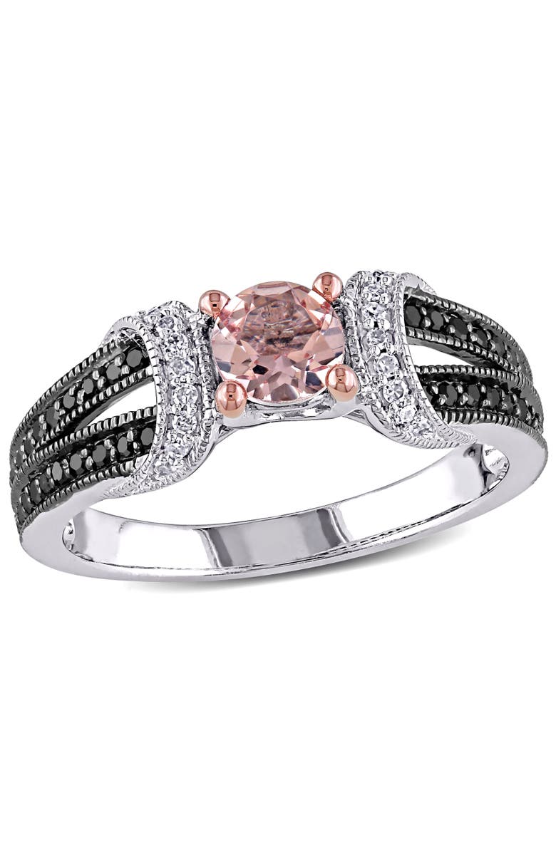 Julianna B. Morganite, Black & White Diamond Engagement Ring, Main, color, Morganite
