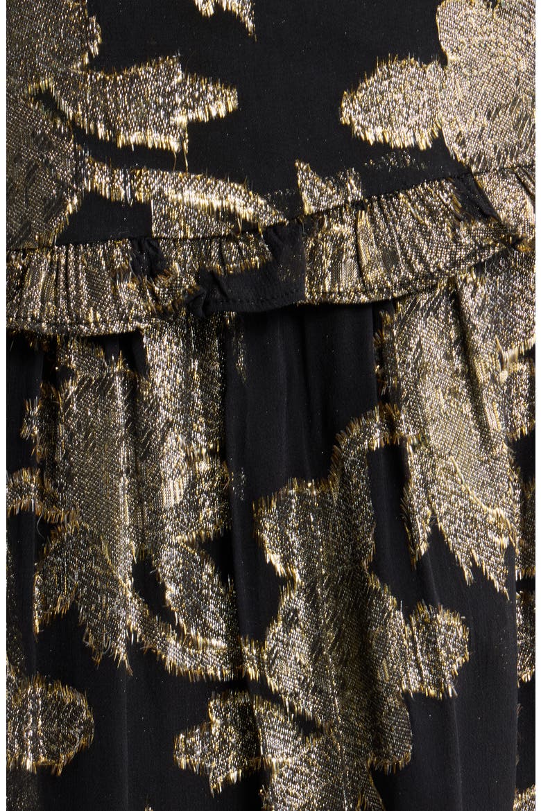 Cecile Long Sleeve Metallic Minidress, Alternate, color, NOIR FALLING FLORAL
