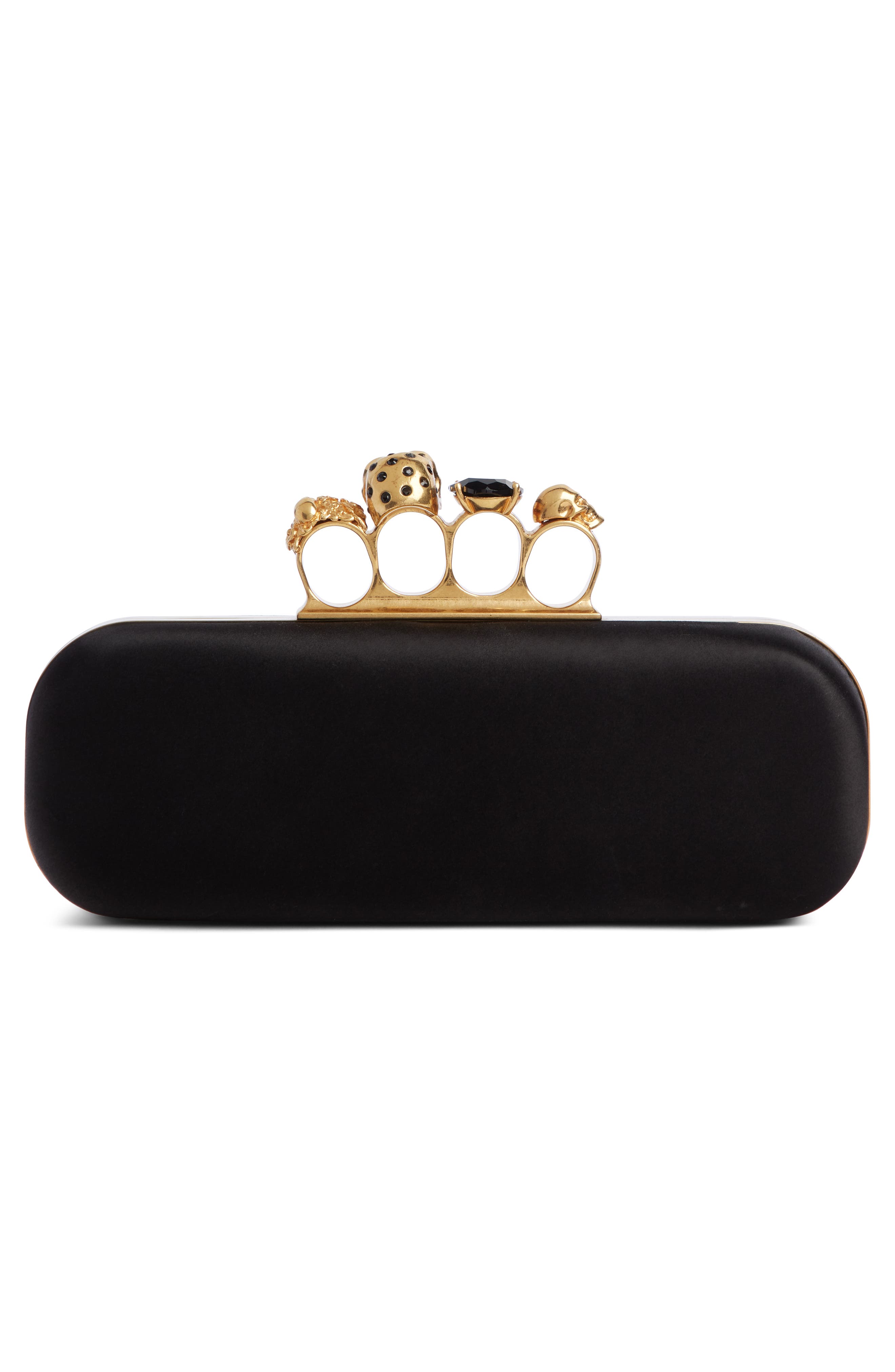 McQueen Alexander McQueen Satin Knuckle Clutch, Alternate, color, 