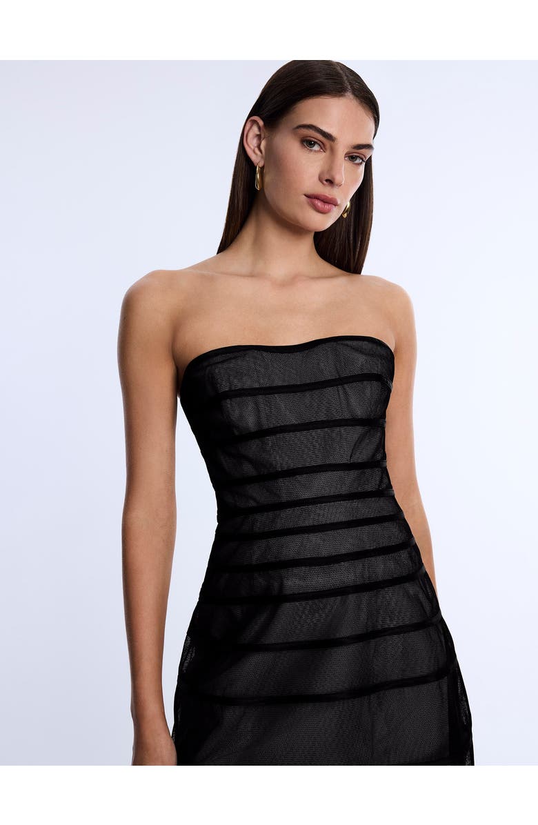 BCBGMAXAZRIA Sheer Volume Strapless Dress, Alternate, color, Black