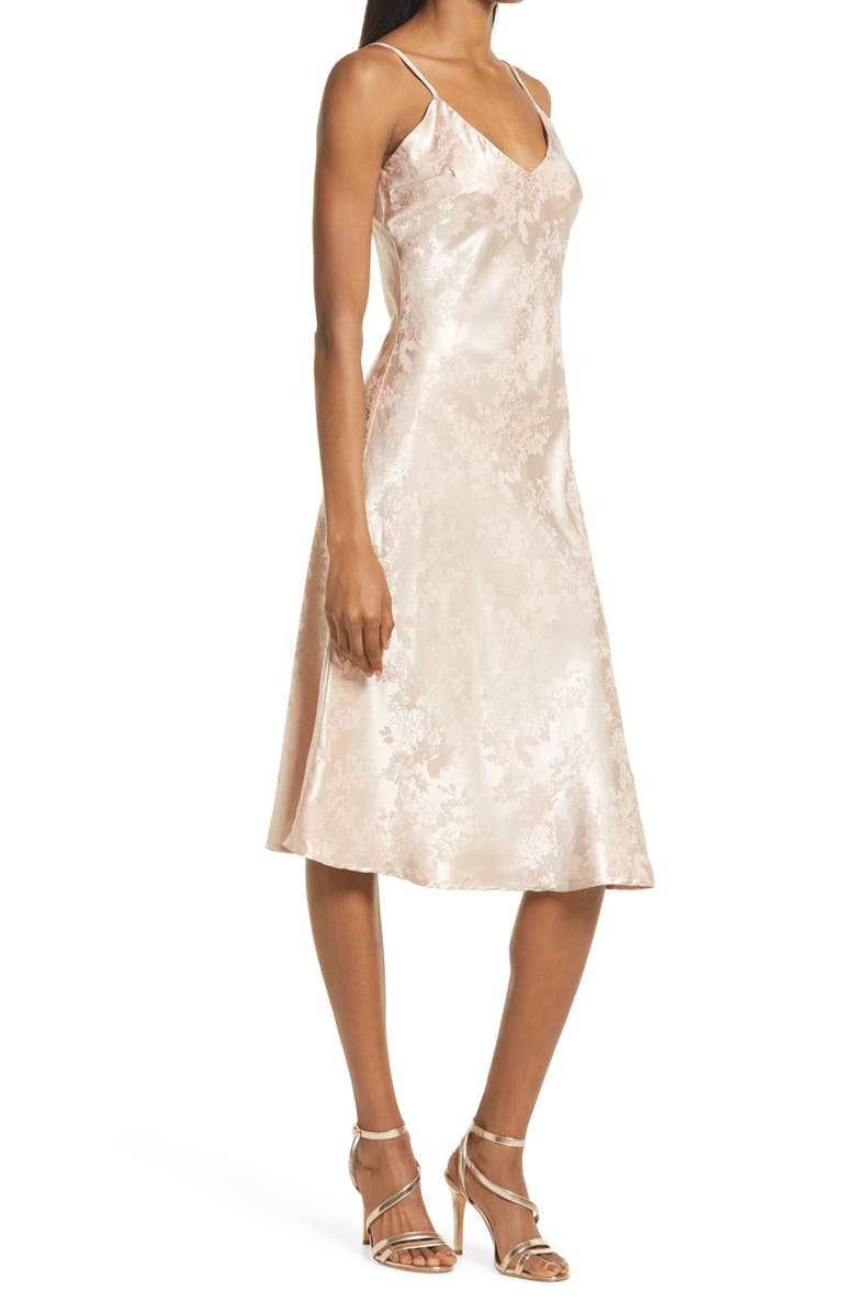 Lulus Calla Love Floral Jacquard Satin Slipdress, Alternate, color,