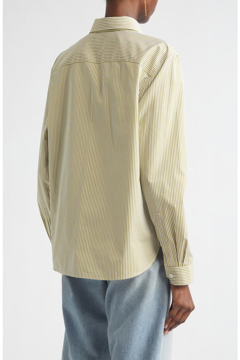 Classic Stripe Cotton Poplin Button-Up Shirt, Alternate, color, KHAKI/ BLANC