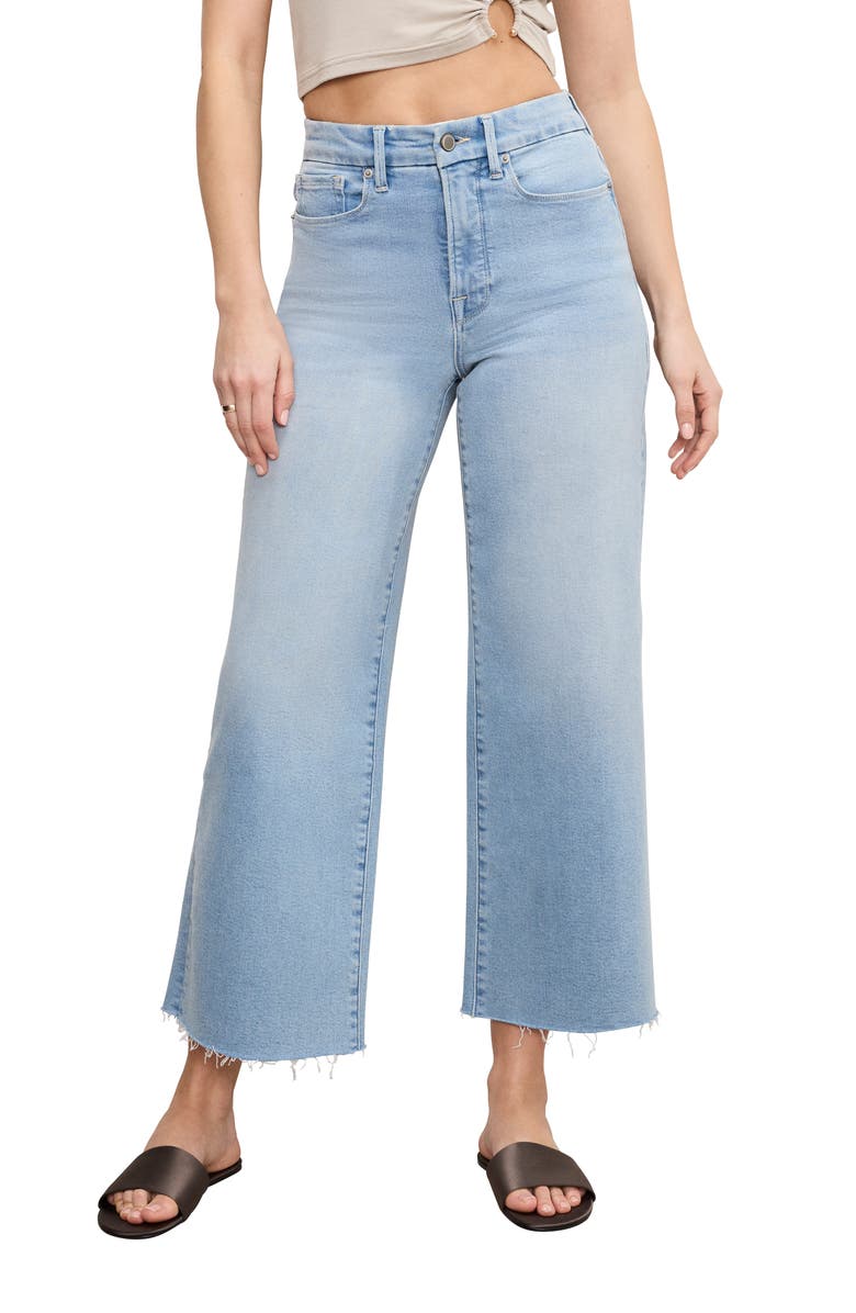 Good American Good Waist Light Compression Crop Palazzo Jeans, Main, color, Indigo862