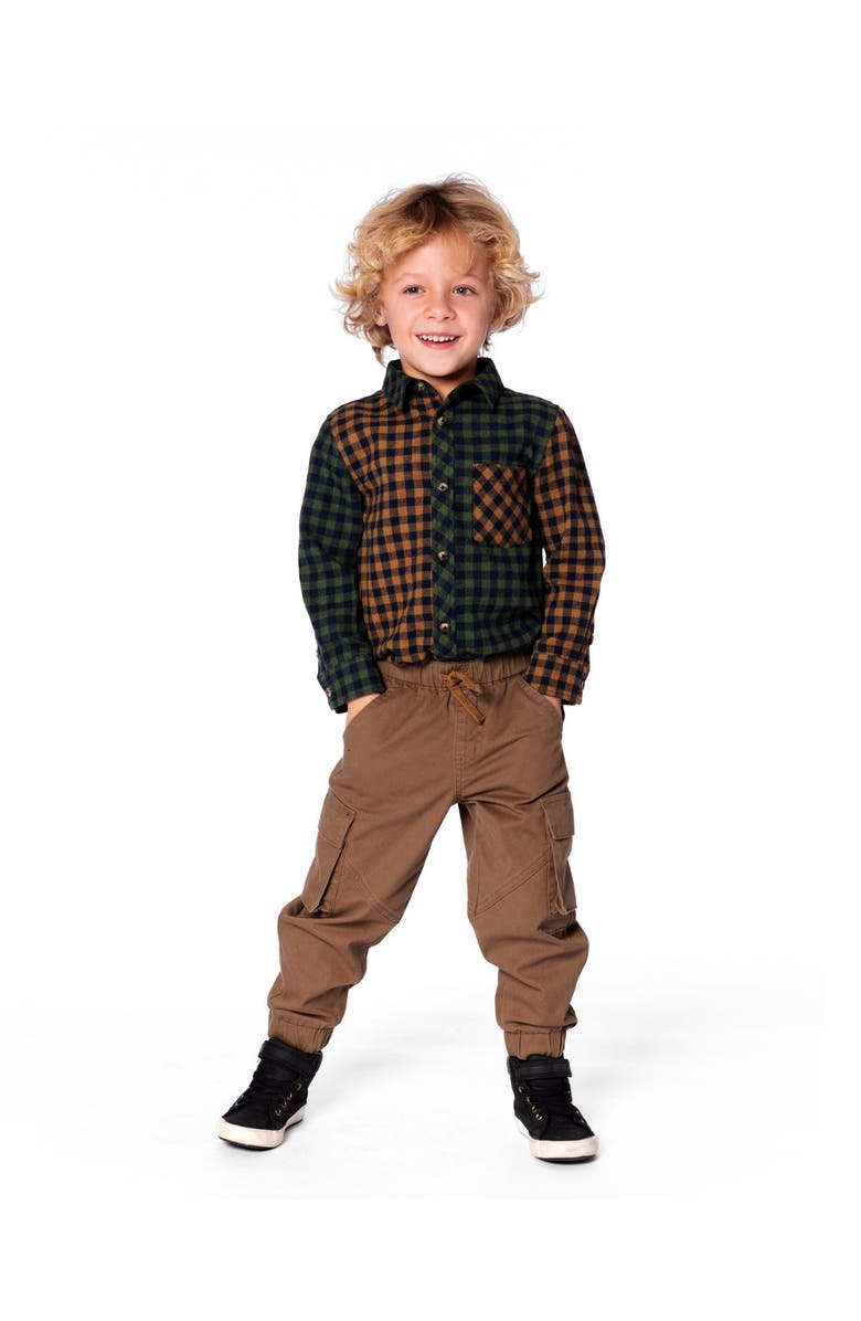 Deux par Deux Long Sleeve Flannel Shirt, Main, color, Yellow And Green Plaid