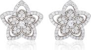 SUZY LEVIAN Pavé Cubic Zirconia Flower Stud Earrings