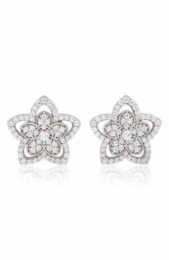 Pavé Cubic Zirconia Flower Stud Earrings