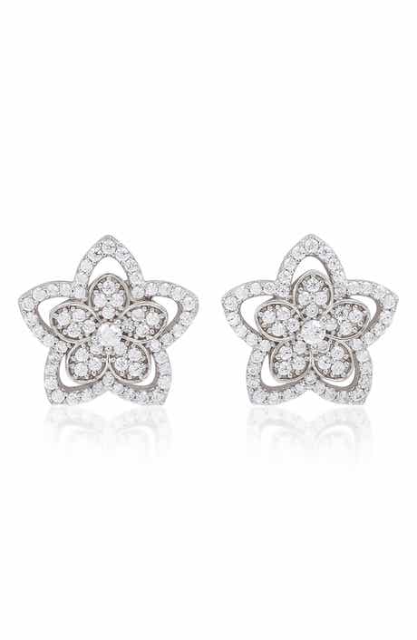 SUZY LEVIAN Pavé Cubic Zirconia Flower Stud Earrings