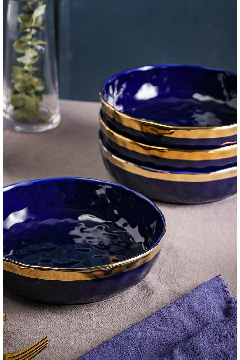 Florian Porcelain 4-Piece Pasta Bowl Set, Alternate, color, Blue