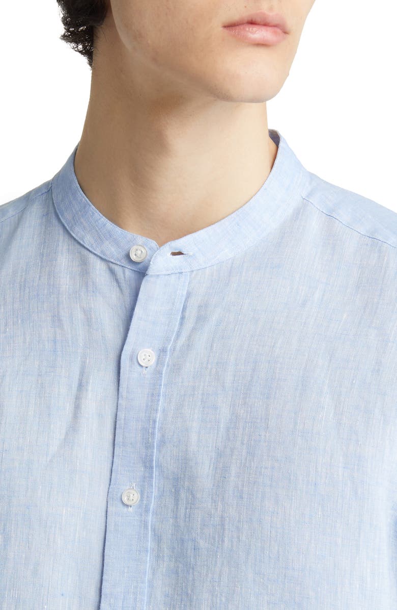Scott Barber Linen Band Collar Button-Up Shirt, Alternate, color,