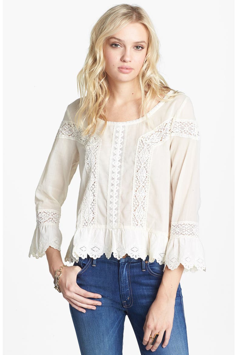 'Princess Gwendoline' Lace Inset Top, Main, color, IVORY