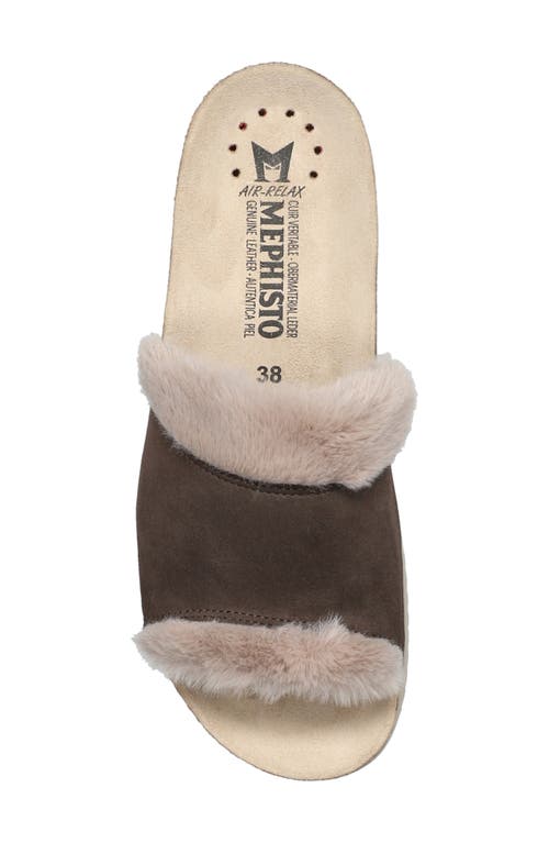 Mephisto Hemeline Faux Fur Slide Sandal In Brown