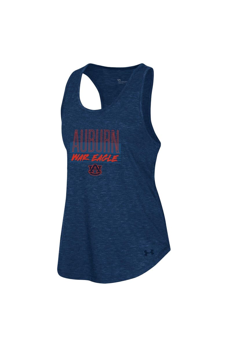 Under Armour Women's Under Armour Heather Navy Auburn Tigers Breezy Racerback Tri-Blend Tank Top, Alternate, color, 