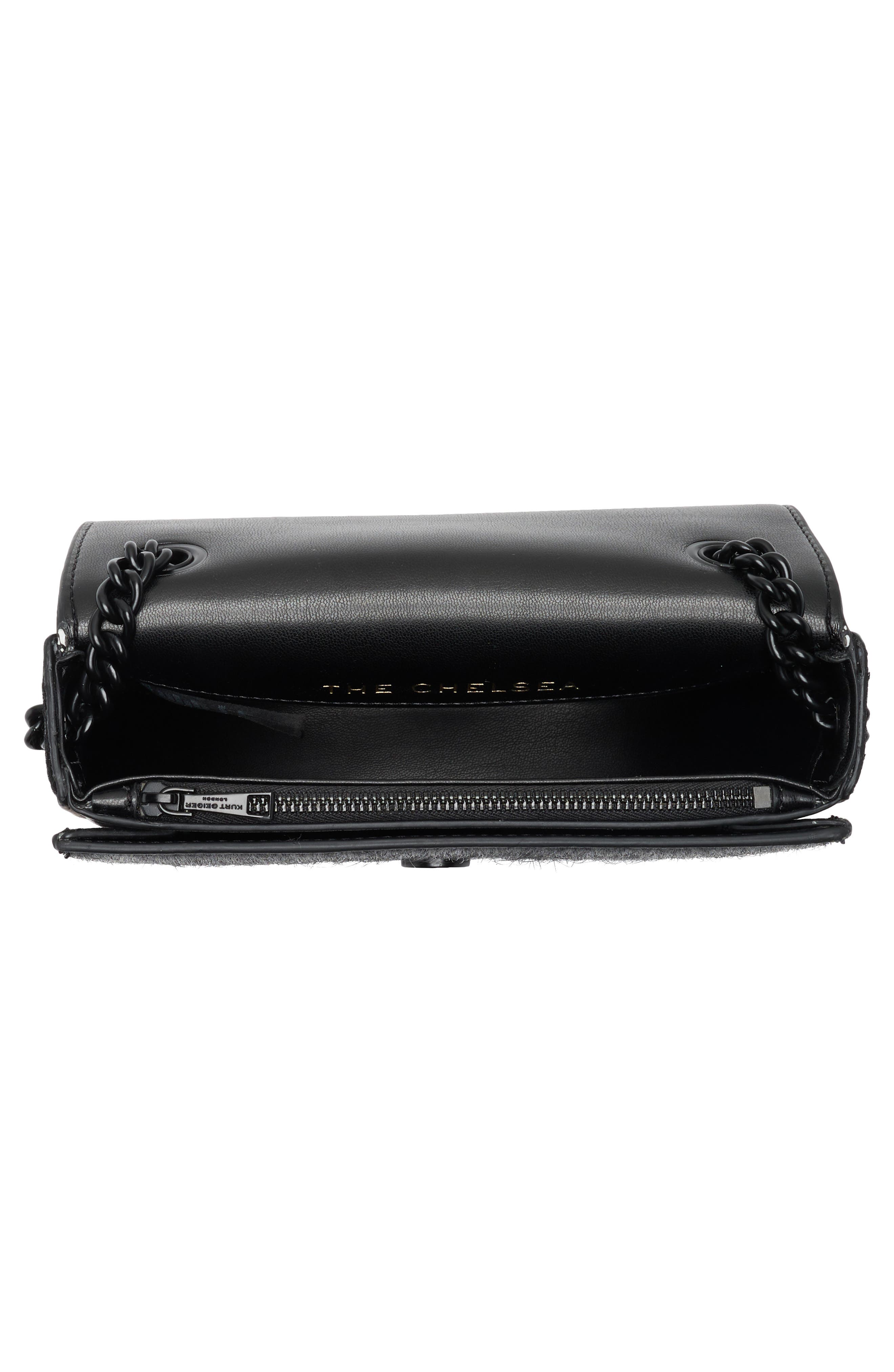 Kurt Geiger London Chelsea Genuine Calf Hair Saddle Crossbody Bag, Alternate, color, Black